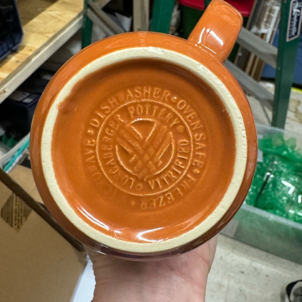 Longaberger Pottery Woven Traditions Spice (14) and Burgundy (2) Mug Coffee Cup